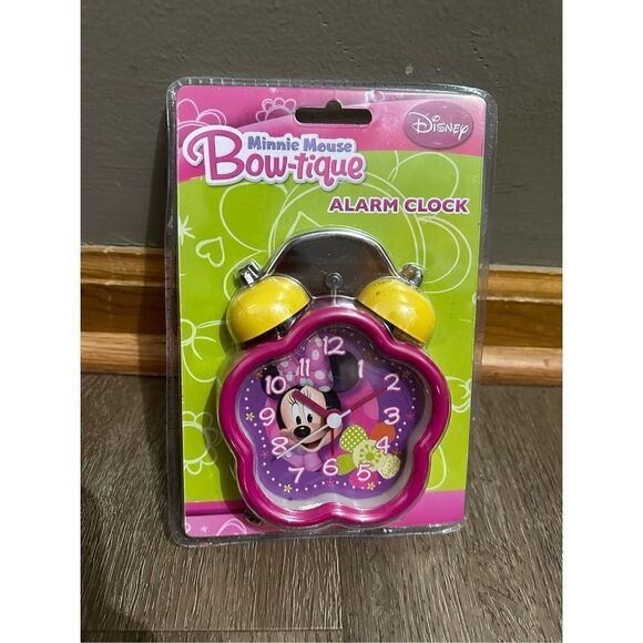 Vintage Y2K Disney Minnie Mouse Bowtique Pink Old School Alarm Clock New NOS - Picture 1 of 4